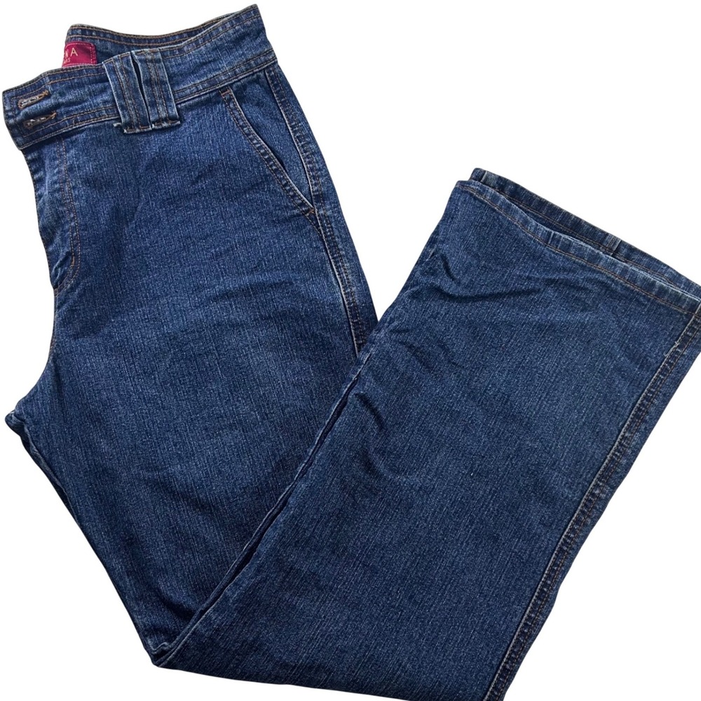 Zena Jeans Womens 8P Dark Wash Bootcut Denim High Rise Double Button Stretch VTG